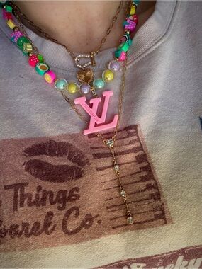 Hot Pink Necklace with Colorful Beads
